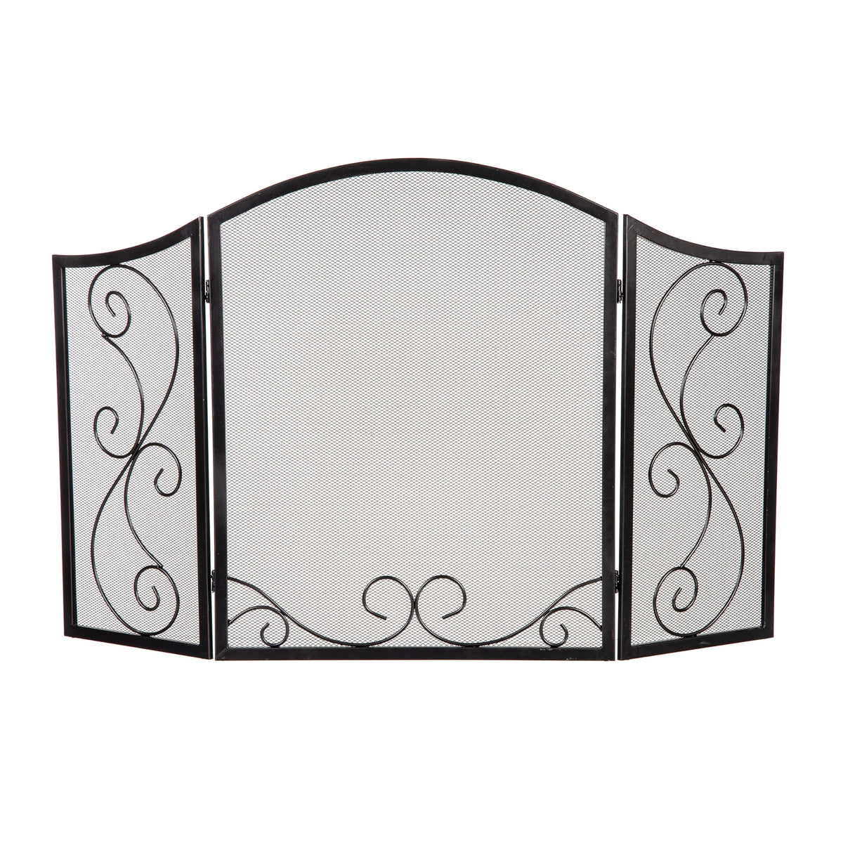 Black Metal Fireplace Screen 3 Panel S600