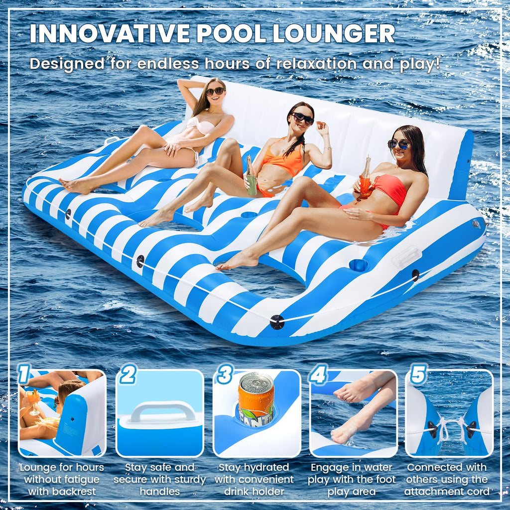 Inflatable Pool Lounger Float with Handles and Cup Phone Holder V91983