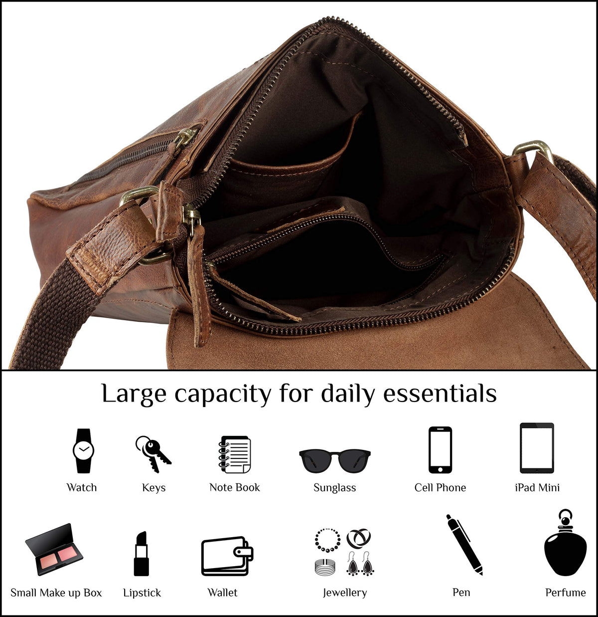 Genuine Leather Crossbody Purse and Handbags A87571