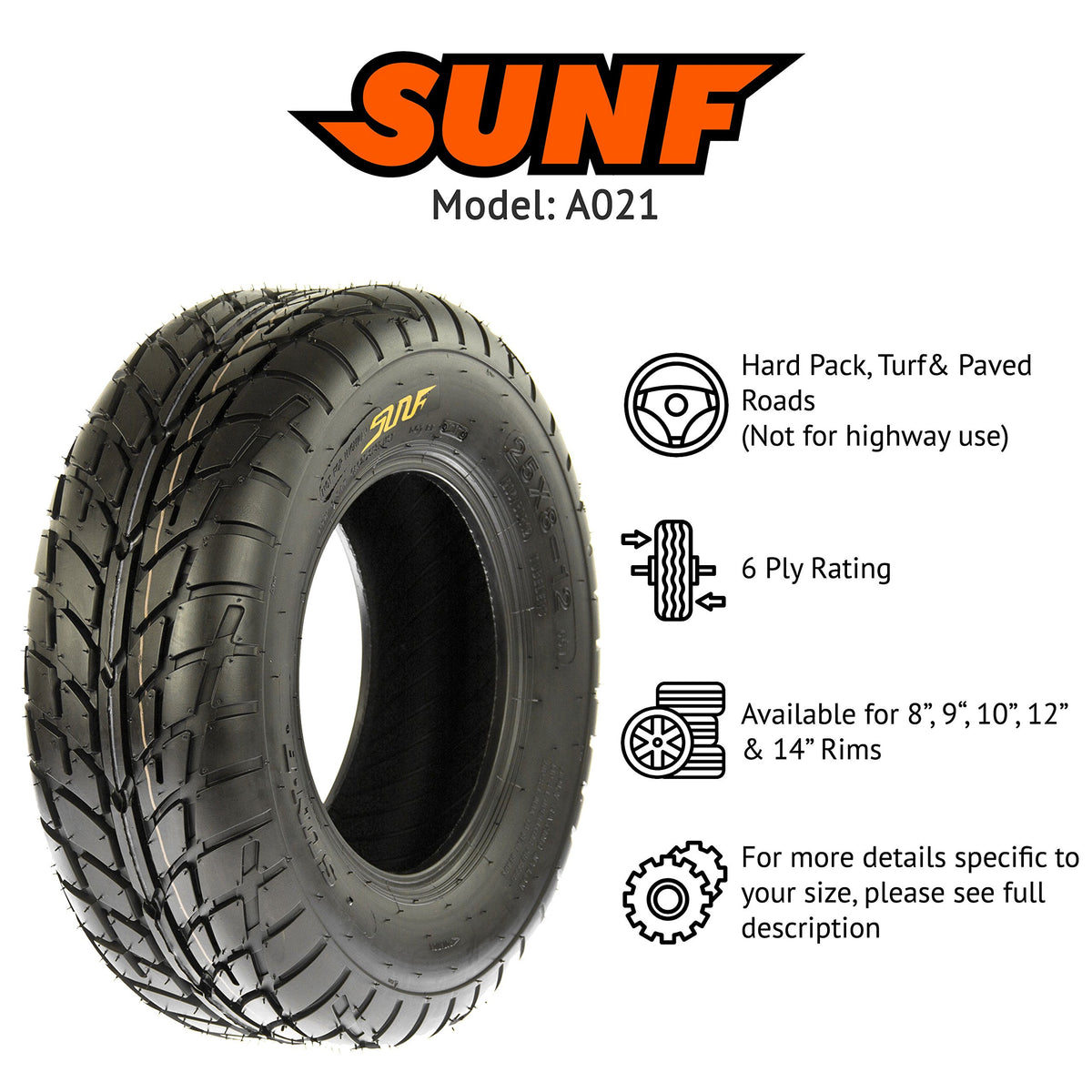 19x6-10 ATV UTV Tire 6 PR Pair of 2 V7865