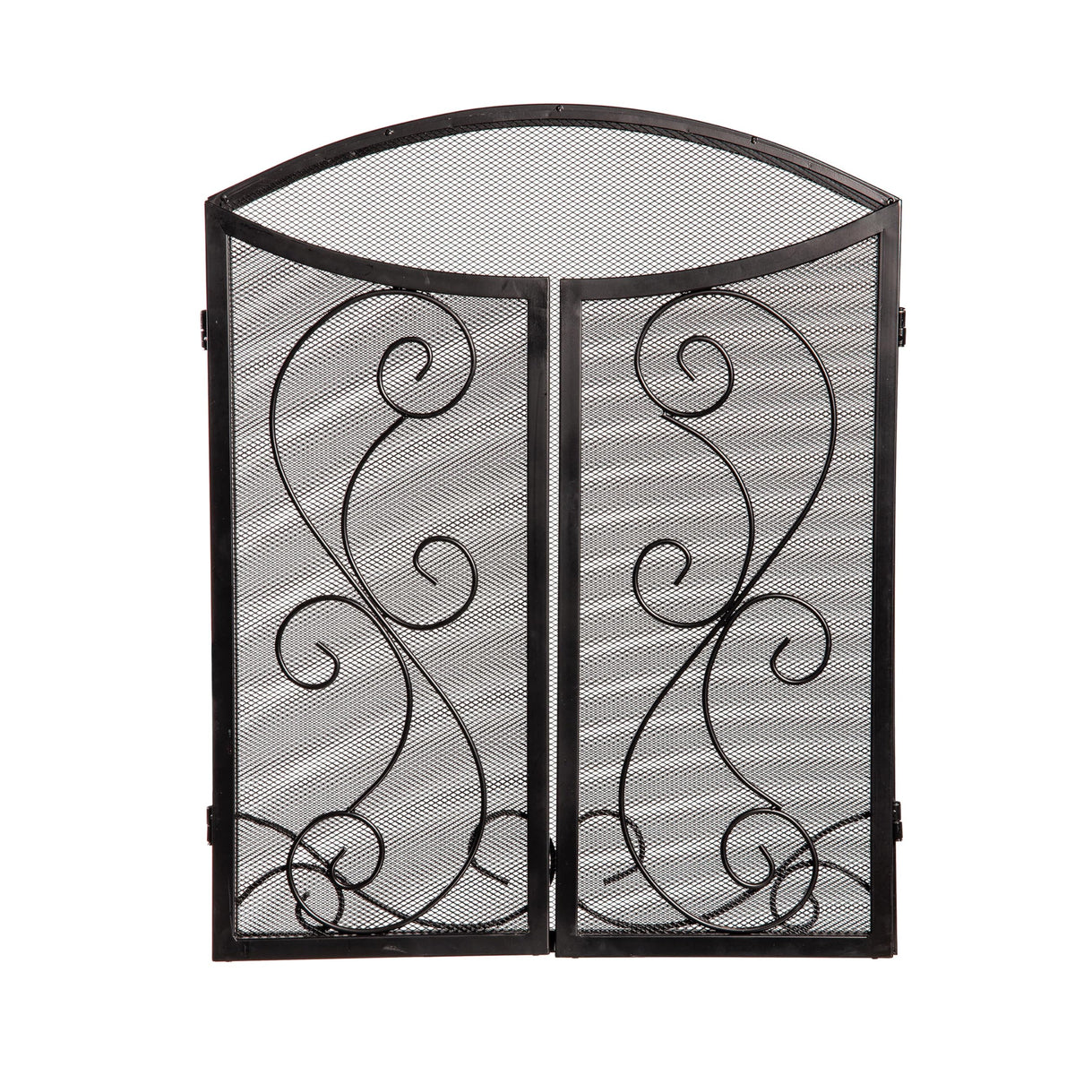 Black Metal Fireplace Screen 3 Panel S600
